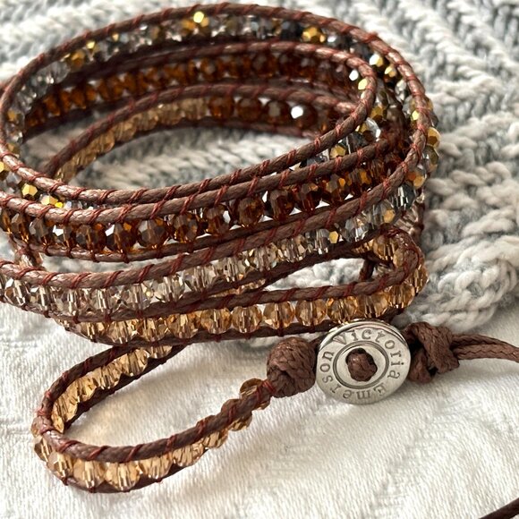 Victoria Emerson leather crystal wrap bracelet - Picture 3 of 6